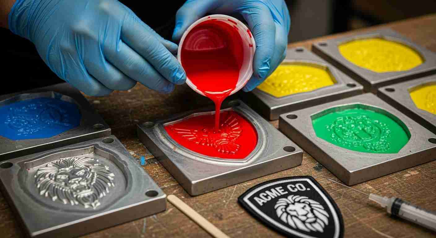 Custom PVC rubber patches with brand logos